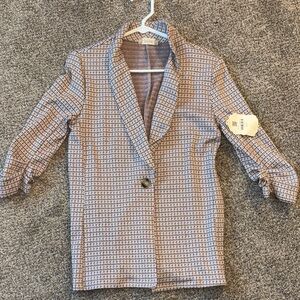 Altar'd State Women's Checkered Blazer - Brown purple, and cream- NWT